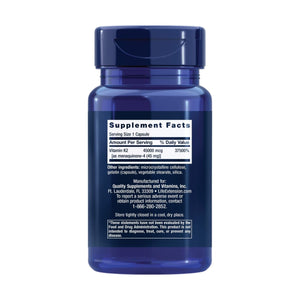 Life Extension Mega Vitamin K2 High Potency for Strong Bones, clinically Studied 45 mg K2 Dosage, Promotes Healthy Bone Density, Gluten - Free, Non - GMO, 30 Capsules - The Oasis of Health