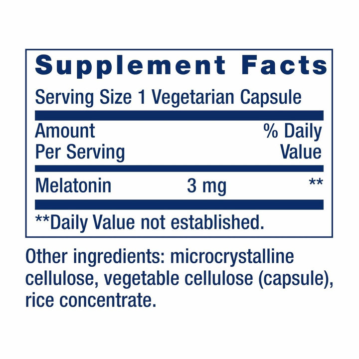 Life Extension Melatonin, 3 mg, Optimal Sleep Support, Healthy circadian Rhythms, Cellular Defense, Gluten - Free, Non - GMO, Vegetarian, 60 Capsules - The Oasis of Health