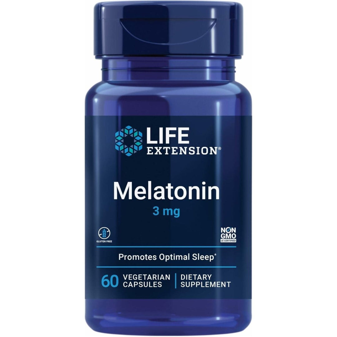 Life Extension Melatonin, 3 mg, Optimal Sleep Support, Healthy circadian Rhythms, Cellular Defense, Gluten - Free, Non - GMO, Vegetarian, 60 Capsules - The Oasis of Health