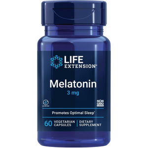 Life Extension Melatonin, 3 mg, Optimal Sleep Support, Healthy circadian Rhythms, Cellular Defense, Gluten - Free, Non - GMO, Vegetarian, 60 Capsules - The Oasis of Health