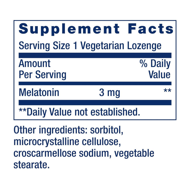 Life Extension Melatonin, 3 mg, Optimal Sleep Support, Healthy circadian Rhythms, Cellular Defense, Gluten - Free, Non - GMO, Vegetarian, 60 chewable lozenges - The Oasis of Health