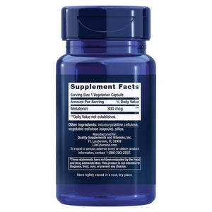 Life Extension Melatonin, 300 mcg, gentle sleep support, healthy circadian rhythms, cellular defense, gluten - free, non - GMO, vegetarian, 100 capsules - The Oasis of Health