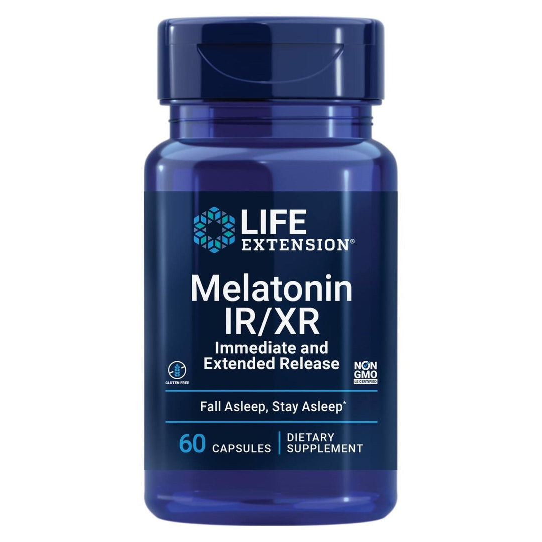 Life Extension Melatonin IR/XR, 1.5 mg, immediate - and Extended - Release Formula for Optimal Sleep Support, Healthy circadian Rhythms, Cellular Defense, Gluten - Free, Non - GMO, 60 Capsules - The Oasis of Health