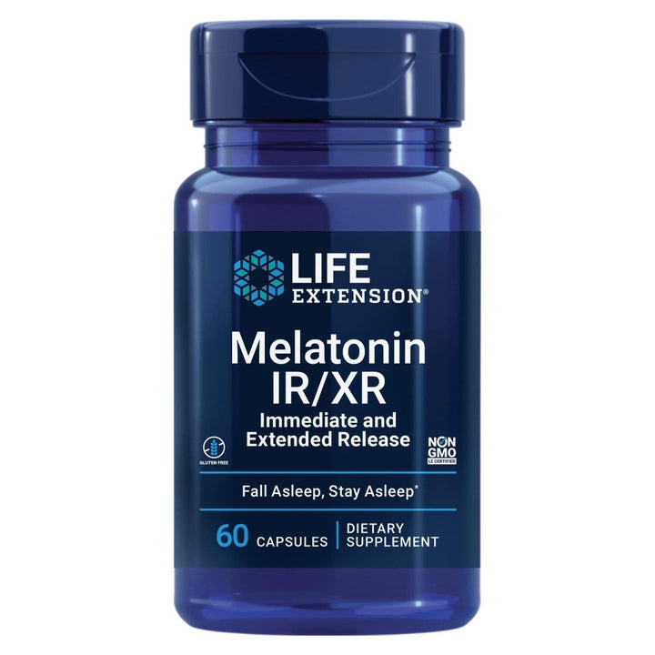 Life Extension Melatonin IR/XR, 1.5 mg, immediate - and Extended - Release Formula for Optimal Sleep Support, Healthy circadian Rhythms, Cellular Defense, Gluten - Free, Non - GMO, 60 Capsules - The Oasis of Health