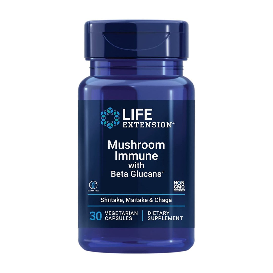 Life Extension - Mushroom Immune with Beta Glucans - 30 Vegetarian Capsules - The Oasis of Health