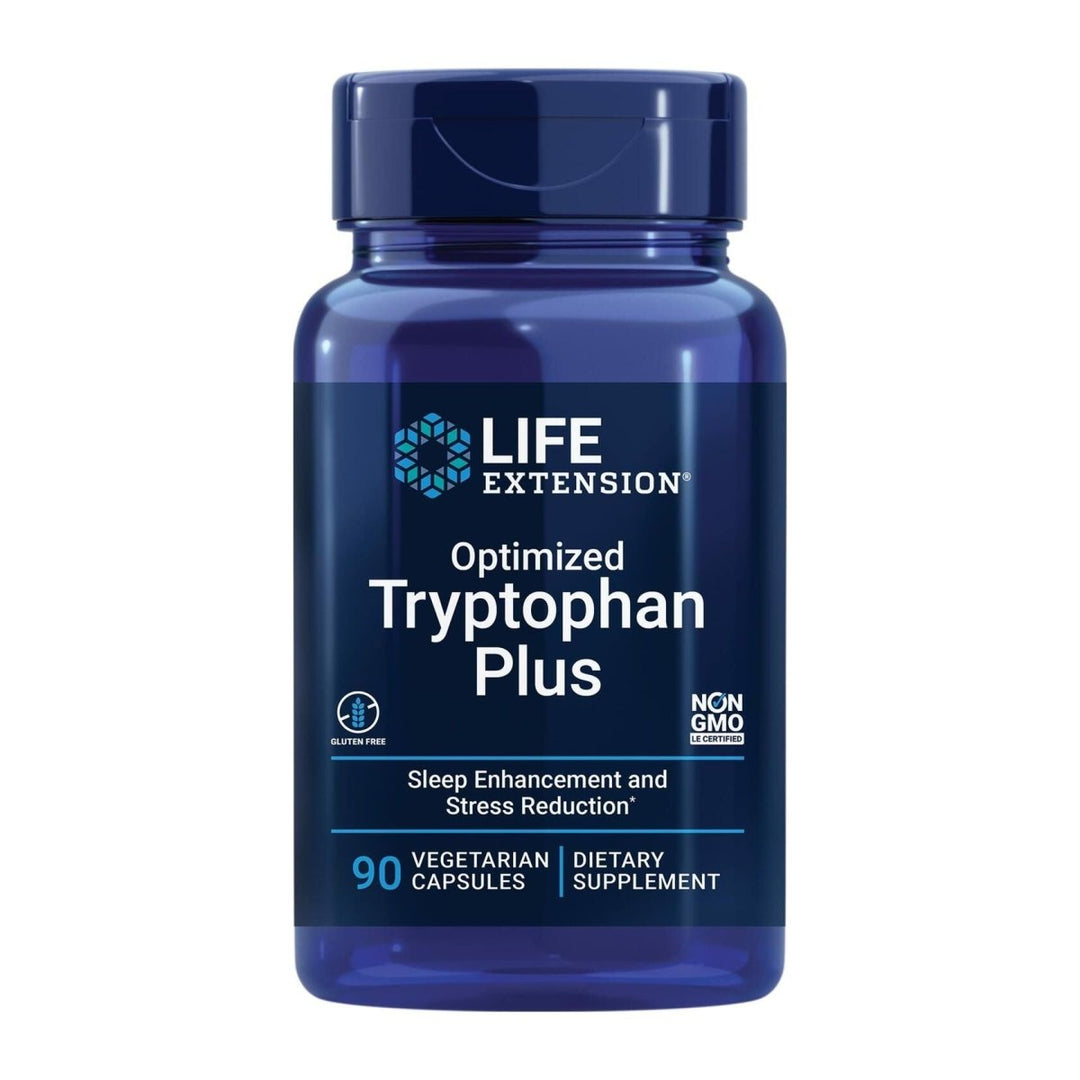 Life Extension Optimized Tryptophan Plus 1000mg - L - Tryptophan Supplement with Niacin and L - Lysine for Healthy Sleep & Stress Response – Gluten - Free, Non - GMO, Vegetarian - 90 Capsules - The Oasis of Health