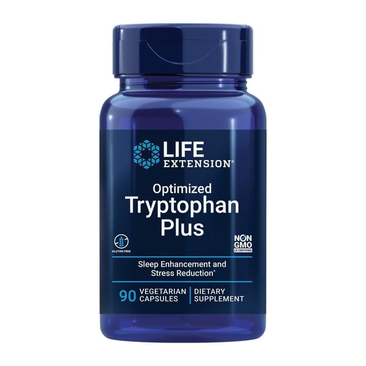 Life Extension Optimized Tryptophan Plus 1000mg - L - Tryptophan Supplement with Niacin and L - Lysine for Healthy Sleep & Stress Response – Gluten - Free, Non - GMO, Vegetarian - 90 Capsules - The Oasis of Health