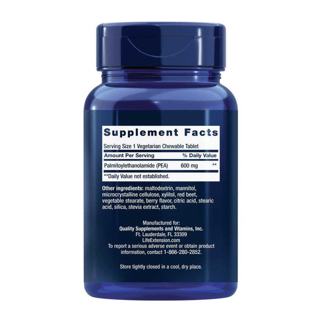 Life Extension Pea Discomfort Relief (Berry Flavor) for Occasional Minor Pain & Discomfort – Palmitoylethanolamide Supplement - Gluten - Free, Non - GMO, Vegetarian – 60 Chewable Tablets - The Oasis of Health