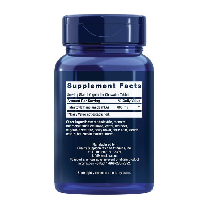 Life Extension Pea Discomfort Relief (Berry Flavor) for Occasional Minor Pain & Discomfort – Palmitoylethanolamide Supplement - Gluten - Free, Non - GMO, Vegetarian – 60 Chewable Tablets - The Oasis of Health