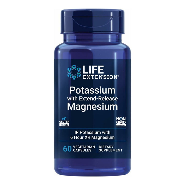 Life Extension Potassium with Extend - Release Magnesium – Heart health supplement for blood pressure support with two essential minerals – Non - GMO, vegetarian, gluten - free – 60 capsules - The Oasis of Health