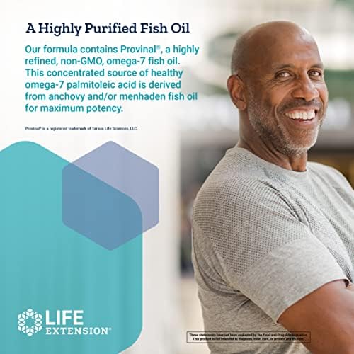 Life Extension Provinal Purified Omega - 7, palmitoleic Acid derived from Highly Concentrated Marine Oil, Cholesterol, triglycerides & Heart Health Support, Gluten - Free, Non - GMO, 30 softgels - The Oasis of Health