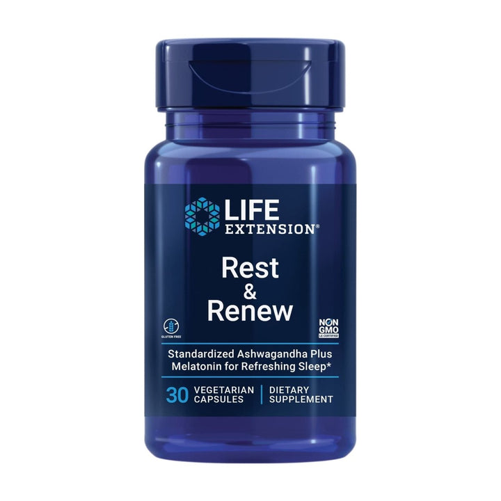 Life Extension Rest & Renew, for a Refreshing & Restorative Night?s Sleep, Gluten - Free, Non - GMO, Vegetarian, 30 Capsules - The Oasis of Health