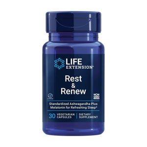 Life Extension Rest & Renew, for a Refreshing & Restorative Night?s Sleep, Gluten - Free, Non - GMO, Vegetarian, 30 Capsules - The Oasis of Health
