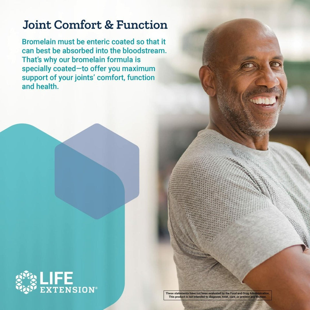 Life Extension Specially - Coated Bromelain, Pineapple Extract, Joint Health, Joint Comfort, Vegetarian, Gluten - Free, Non - GMO, 500 mg, 60 enteric - Coated Tablets - The Oasis of Health