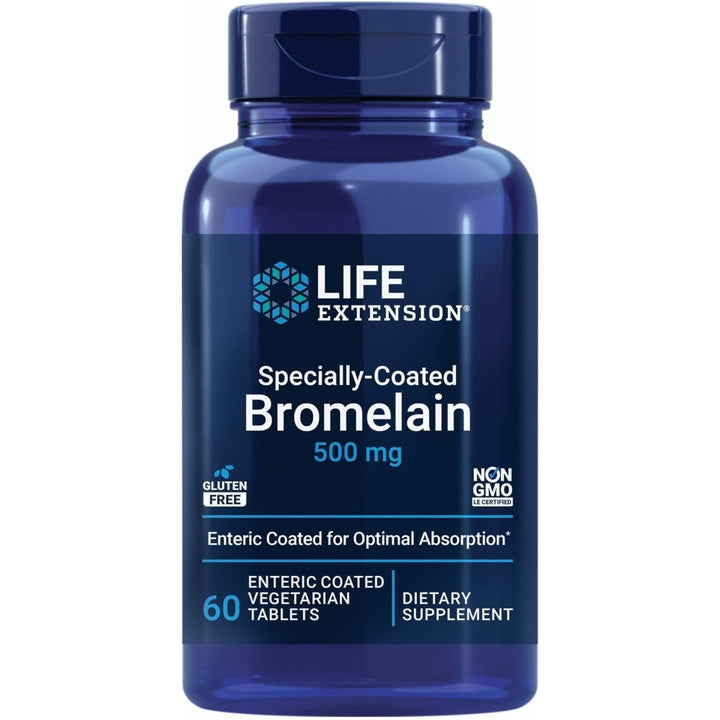 Life Extension Specially - Coated Bromelain, Pineapple Extract, Joint Health, Joint Comfort, Vegetarian, Gluten - Free, Non - GMO, 500 mg, 60 enteric - Coated Tablets - The Oasis of Health