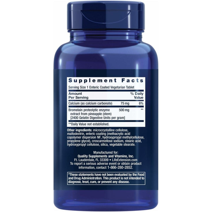Life Extension Specially - Coated Bromelain, Pineapple Extract, Joint Health, Joint Comfort, Vegetarian, Gluten - Free, Non - GMO, 500 mg, 60 enteric - Coated Tablets - The Oasis of Health