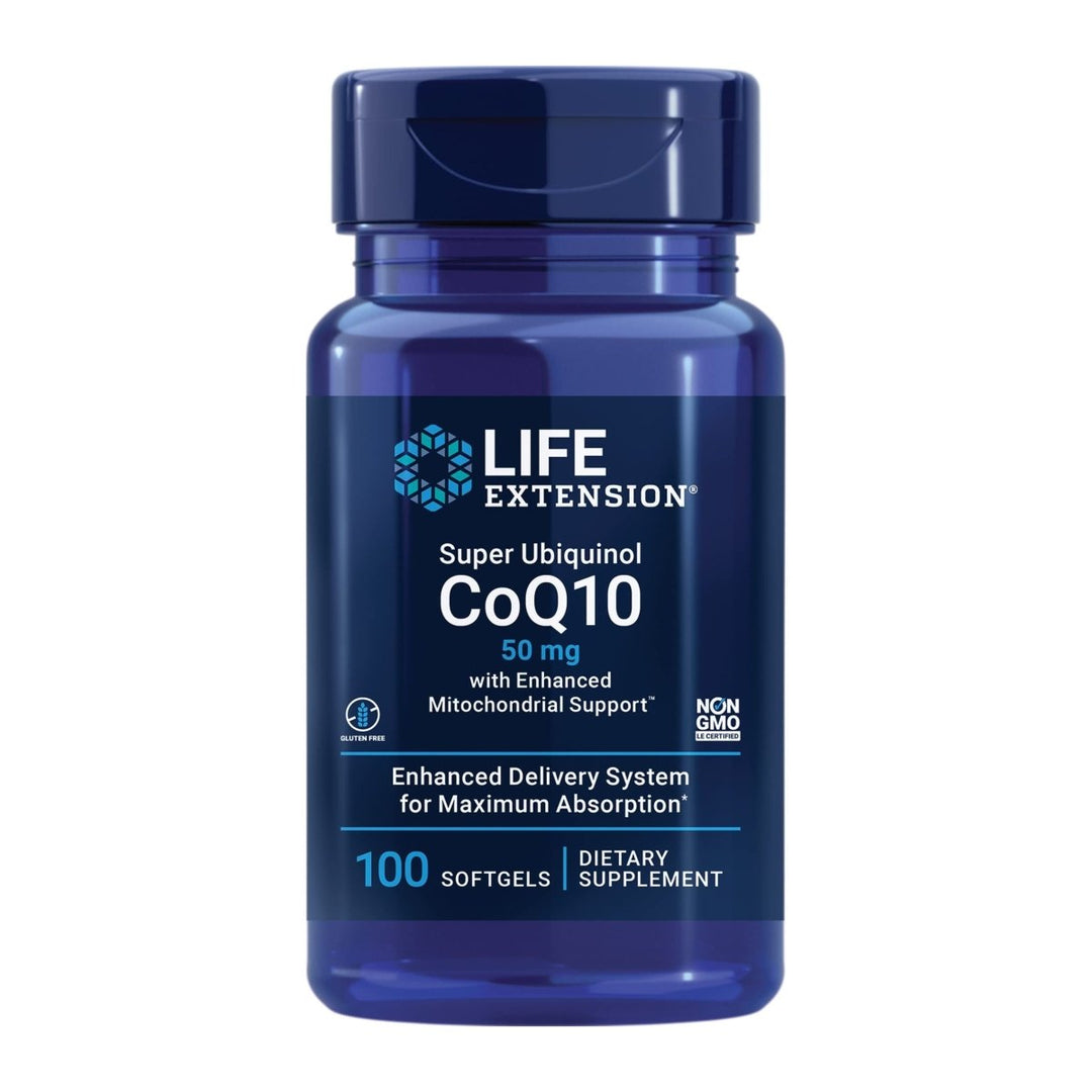 Life Extension Super Ubiquinol CoQ10 50mg with Enhanced Mitochondrial Support 100 Softgels - The Oasis of Health
