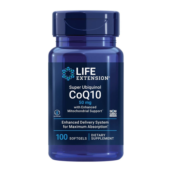 Life Extension Super Ubiquinol CoQ10 50mg with Enhanced Mitochondrial Support 100 Softgels - The Oasis of Health