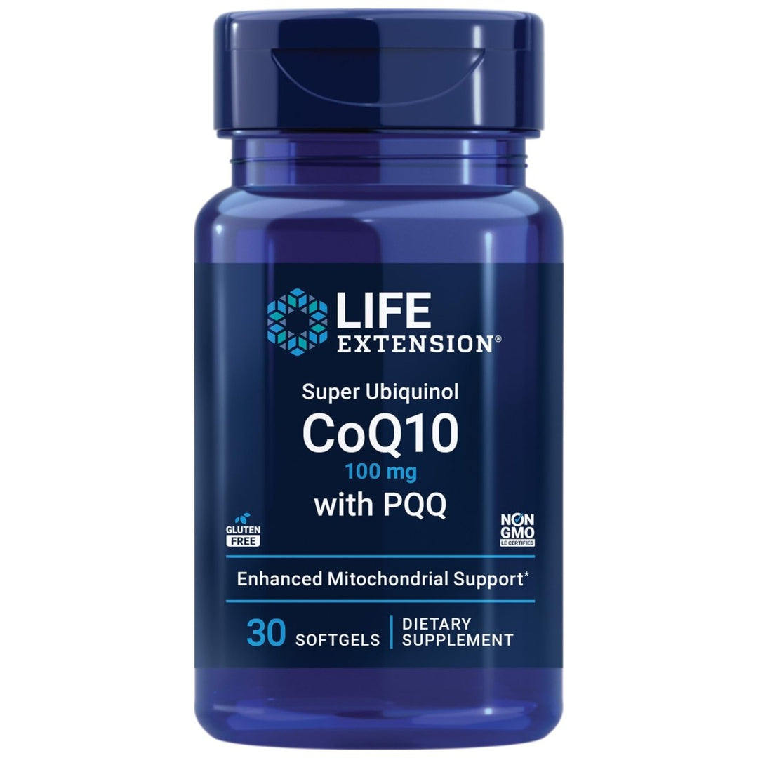 Life Extension Super Ubiquinol CoQ10 with PQQ, CoQ10, PQQ, shilajit, heart health, cellular energy support, 8x better absorption, gluten - free, 100 mg, 30 softgels - The Oasis of Health