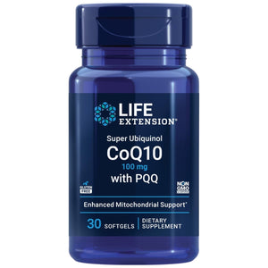 Life Extension Super Ubiquinol CoQ10 with PQQ, CoQ10, PQQ, shilajit, heart health, cellular energy support, 8x better absorption, gluten - free, 100 mg, 30 softgels - The Oasis of Health