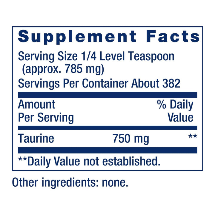 Life Extension Taurine Powder ? Healthy Cardiovascular Support, Promotes Brain Health, Healthy Aging, and Muscle and Exercise Recovery ? Gluten - Free, Non - GMO, Vegetarian ? 300 Grams - The Oasis of Health