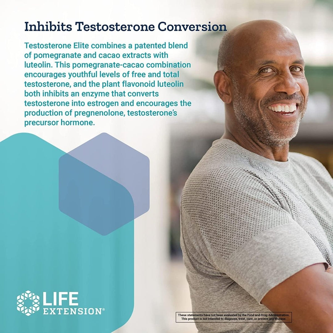 Life Extension Testosterone Elite ? Testosterone Production Support Supplement for Men - with Luteolin, Pomegranate and Cacao Seed Extract ? Gluten - Free, Non - GMO, Vegetarian ? 30 Capsules - The Oasis of Health
