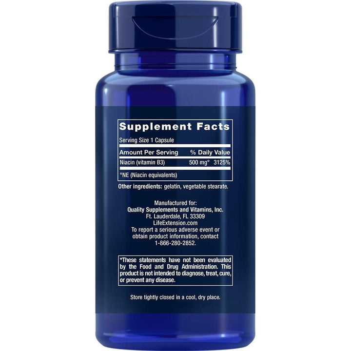 Life Extension Vitaamin B3 Niacin 500 mg 100 Capsules - The Oasis of Health