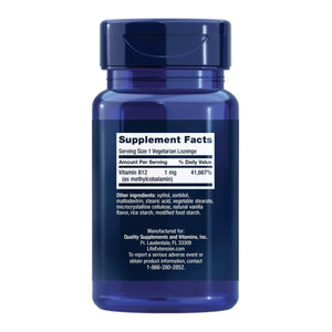 Life Extension Vitamin B12 Methylcobalamin, Nerve Health Supplement, Cognitive Support, Energy Vitamin, methylcobalamin B12, 1 mg, Quick - Dissolving, Vegetarian, 60 lozenges - The Oasis of Health
