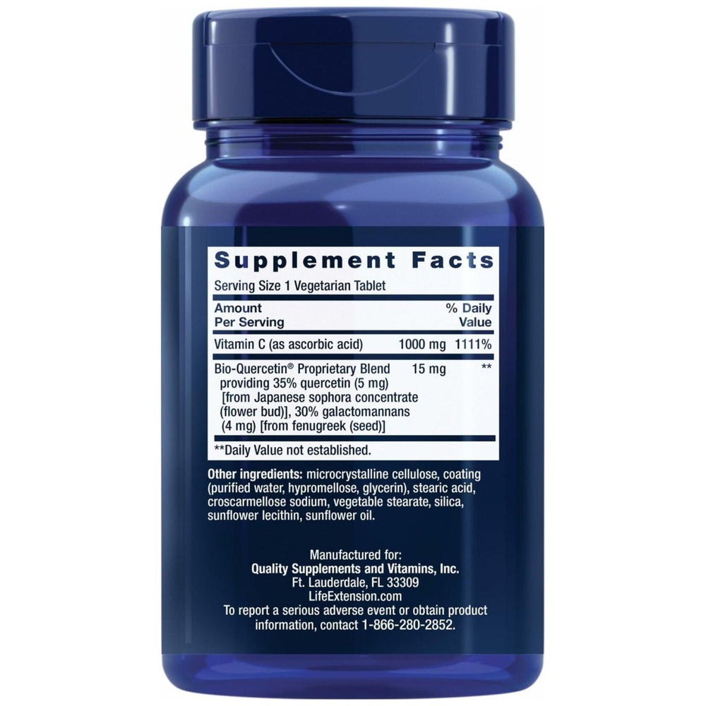 Life Extension Vitamin C and Bio - Quercetin®, Cardiovascular Health Supplement, Immune Support, Highly absorbable, quercetin, Vitamin C, Gluten Free, Non - GMO, Vegetarian, 60 Tablets - The Oasis of Health