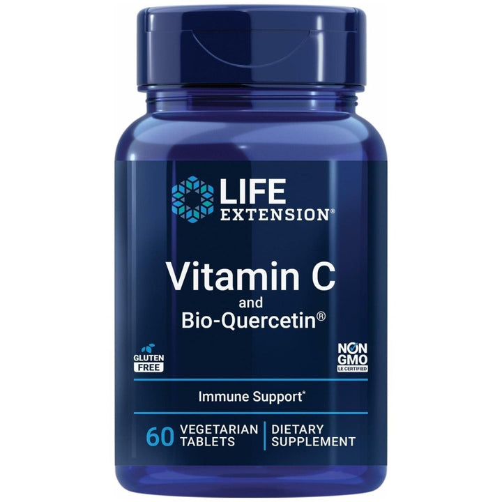 Life Extension Vitamin C and Bio - Quercetin®, Cardiovascular Health Supplement, Immune Support, Highly absorbable, quercetin, Vitamin C, Gluten Free, Non - GMO, Vegetarian, 60 Tablets - The Oasis of Health