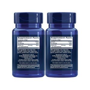 Life Extension Vitamin D3 125 Mcg (5000 Iu) – Promotes Bone Health, Brain Health and Immune Function – Non - GMO – Gluten - Free – Two Pack – 2 x 60 Softgels - The Oasis of Health