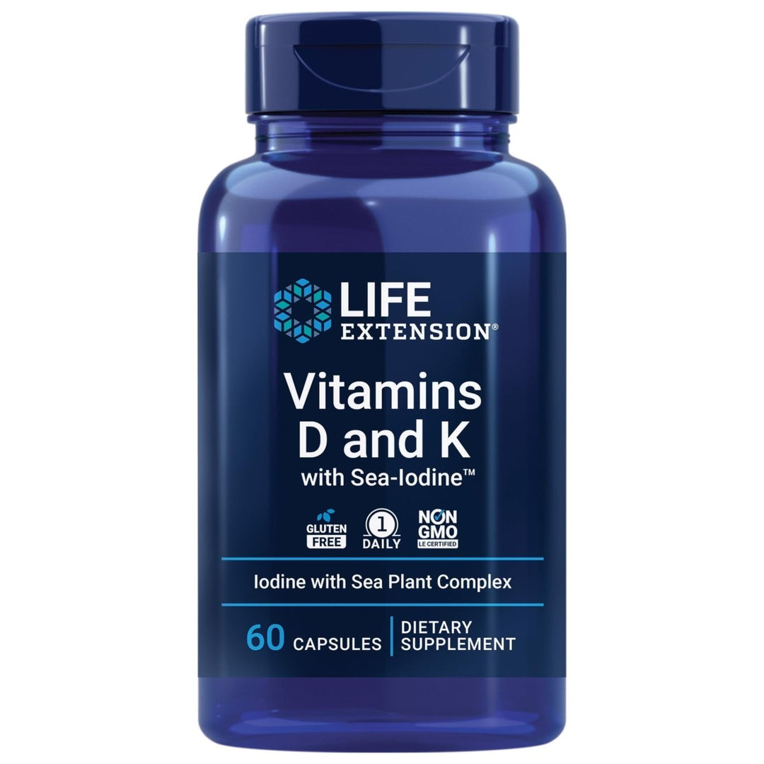 Life Extension Vitamins D and K with Sea - Iodine 60 Capsules - The Oasis of Health