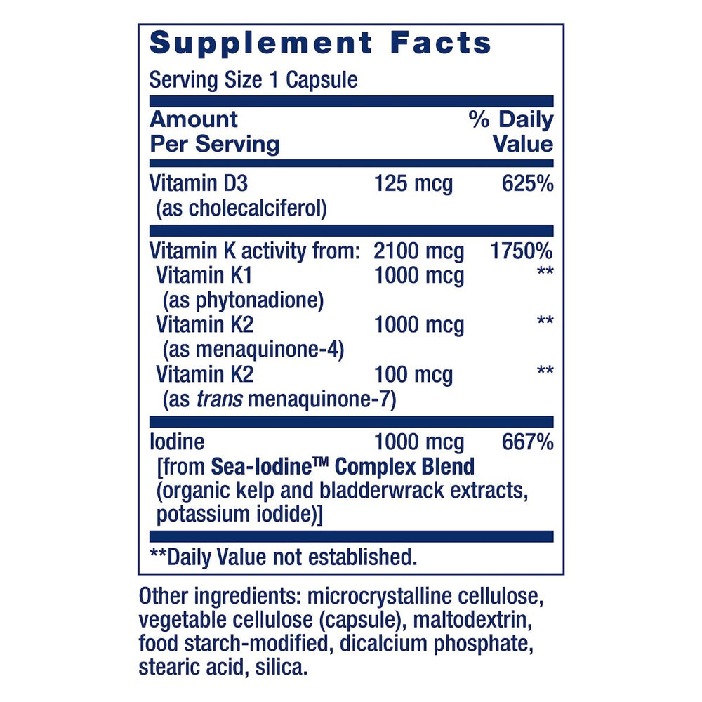 Life Extension Vitamins D and K with Sea - Iodine 60 Capsules - The Oasis of Health