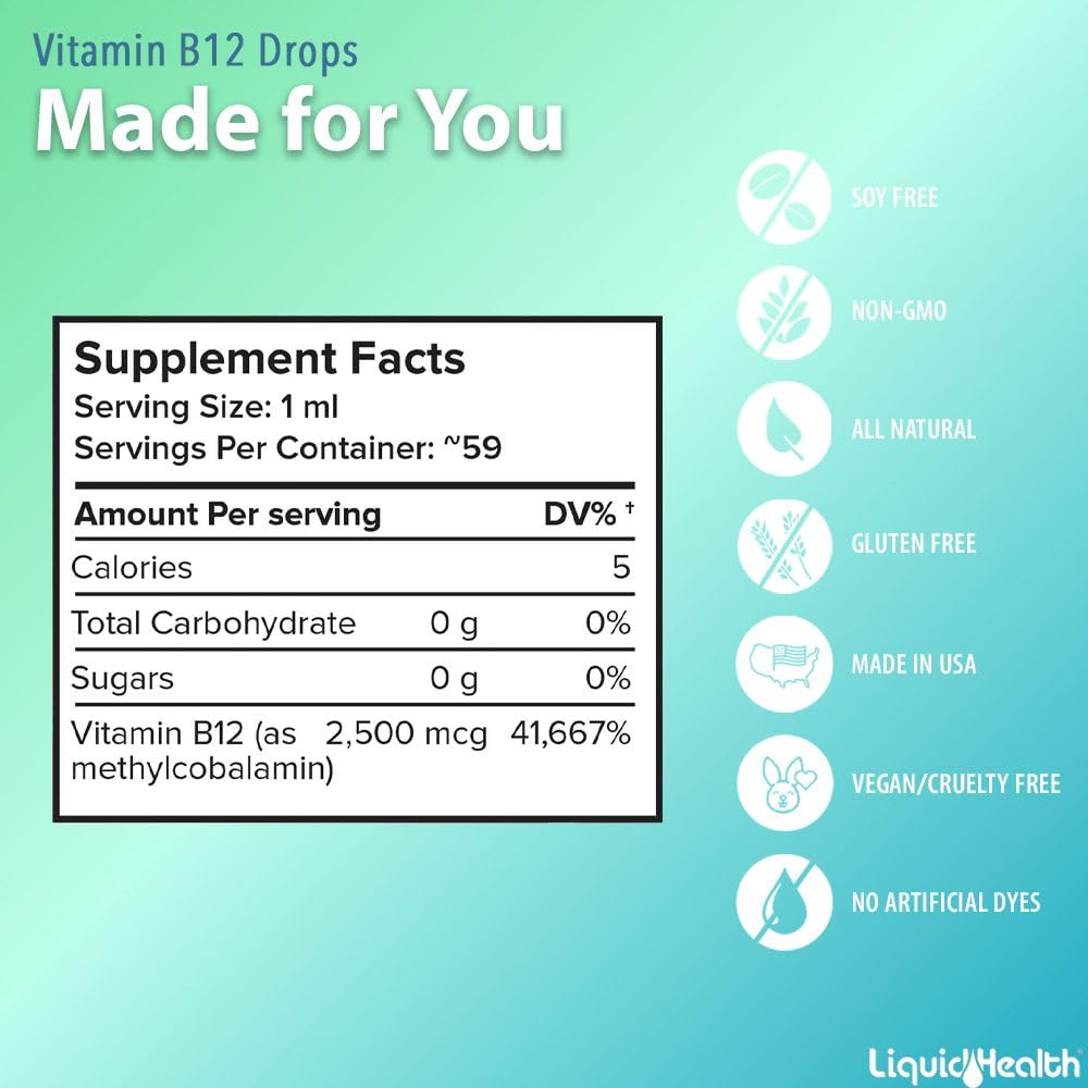 LiquidHealth - Vitamin B12 Drops - 2.03 fl. oz. - The Oasis of Health