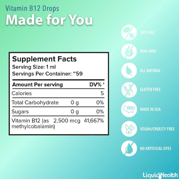 LiquidHealth - Vitamin B12 Drops - 2.03 fl. oz. - The Oasis of Health