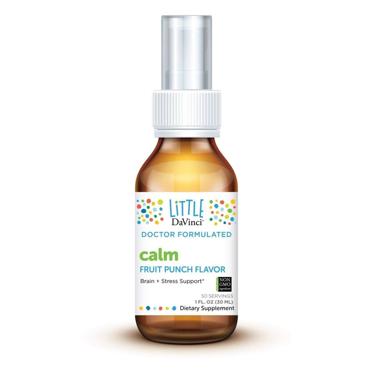Little DaVinci Calm - Calming Supplement for Kids* - Supports Relaxation, Focus and Alertness* - With Green Tea Leaf Extract and Stevia Leaf Extract - Fruit Punch Flavor - 30 ml - The Oasis of Health