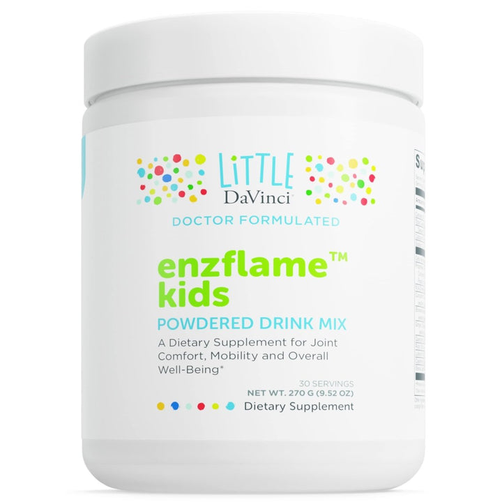 Little DaVinci Enzflame Kids - Powder Drink Mix Supplement to Support Muscle and Joint Comfort, Mobility and Immune Health* - With Calcium, Sodium, Enzymes, DMG, and More - Orange Flavor - 30 Servings - The Oasis of Health