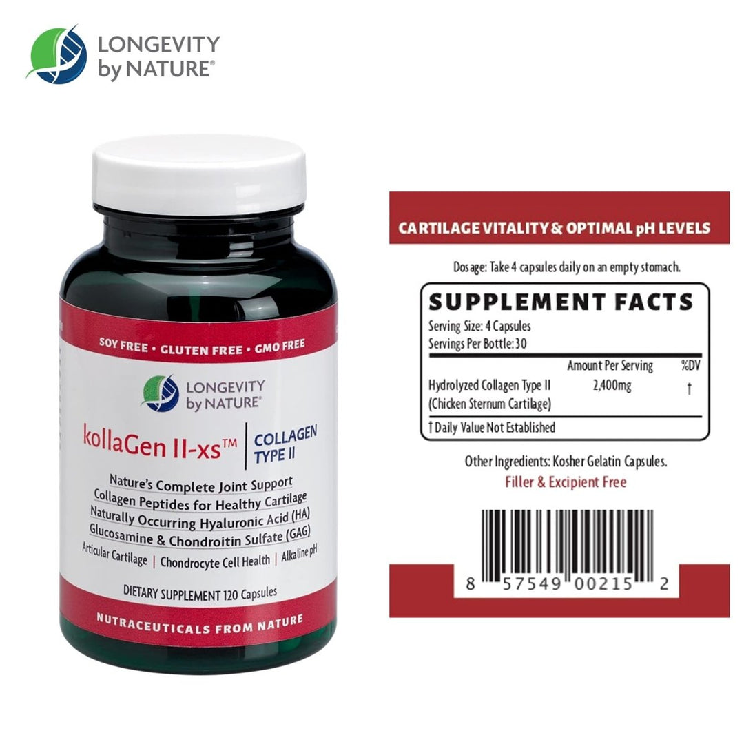 Longevity by Nature - KollaGen II - xs Collagen Type II - 120 Capsules 00215 - The Oasis of Health