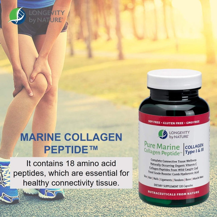 Longevity by Nature - Pure Marine Collage Peptide Type I & III - 120 Capsules - The Oasis of Health