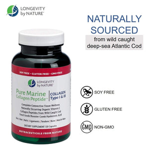 Longevity by Nature - Pure Marine Collage Peptide Type I & III - 120 Capsules - The Oasis of Health