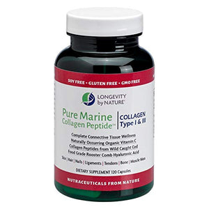 Longevity by Nature - Pure Marine Collage Peptide Type I & III - 120 Capsules - The Oasis of Health