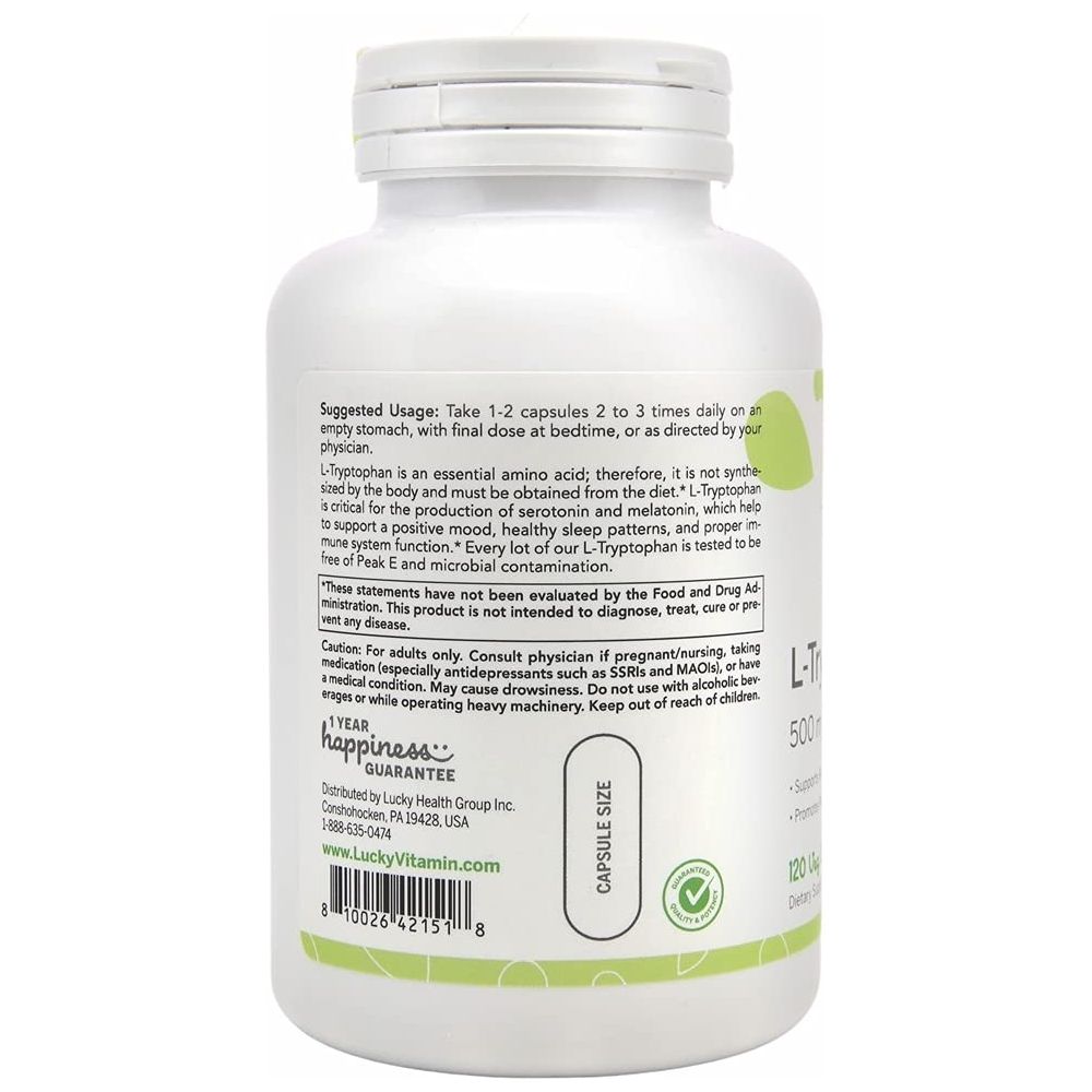 Lucky Brand - L - TRYPTOPHAN 500MG 120 VCAPS - The Oasis of Health