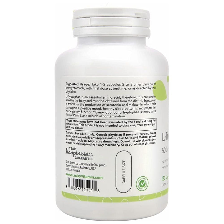 Lucky Brand - L - TRYPTOPHAN 500MG 120 VCAPS - The Oasis of Health