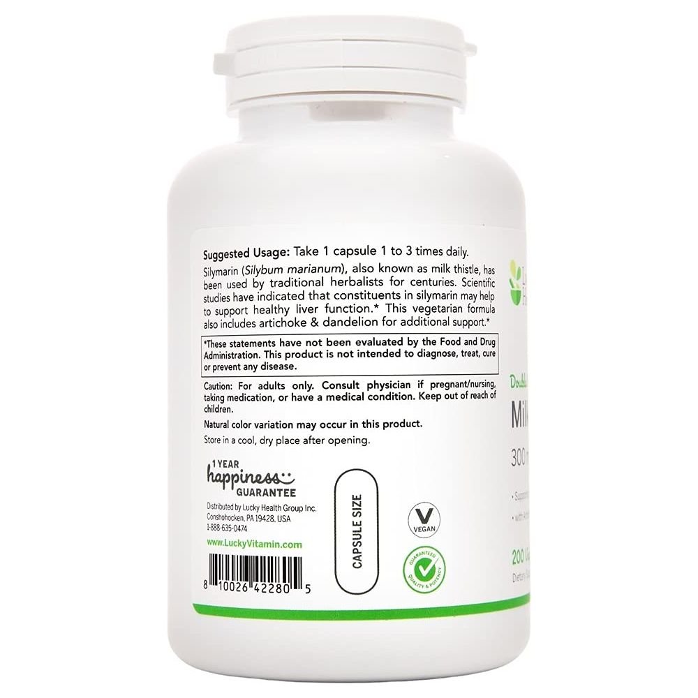 Lucky Brand - SILYMARIN MILK THISTLE 300mg 200 VCAPS - The Oasis of Health