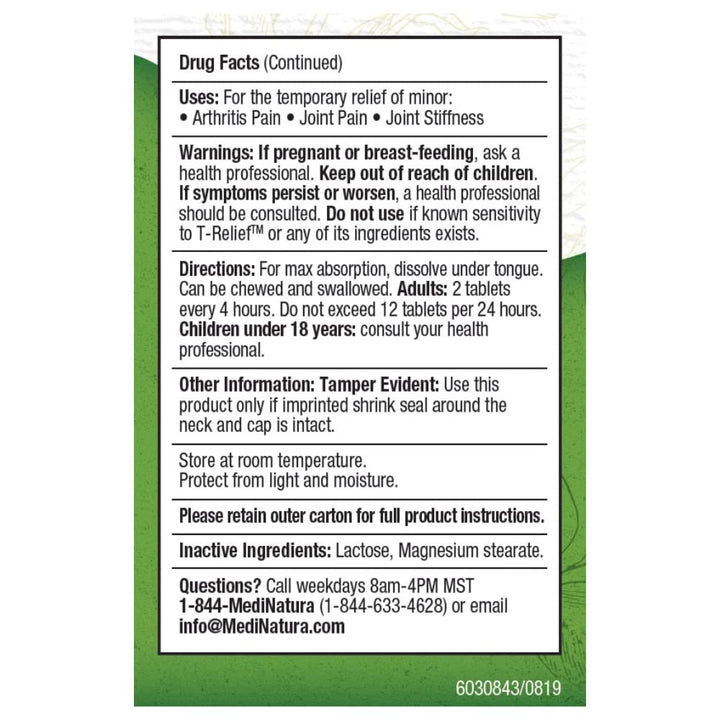 MediNatura T - Relief Arnica +12 Arthritis 100 Tablets - The Oasis of Health