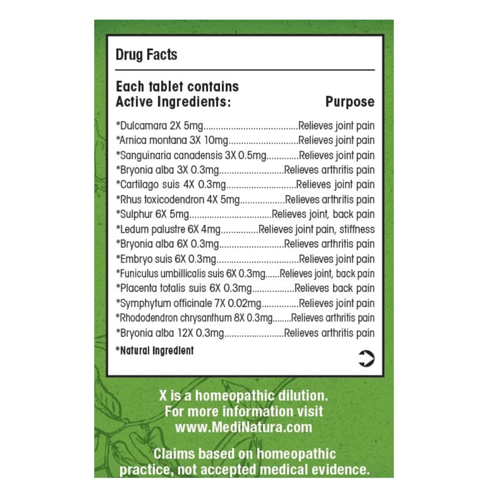 MediNatura T - Relief Arnica +12 Arthritis 100 Tablets - The Oasis of Health