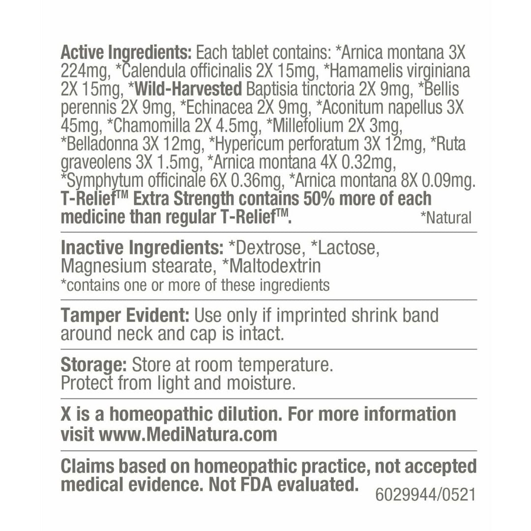 MediNatura T - Relief Extra Strength Arnica +12 Natural Homeopathic Actives for Joint Muscle Aches Pains & Soreness for Women & Men - 250 Tablets - The Oasis of Health