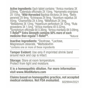 MediNatura T - Relief Extra Strength Arnica +12 Natural Homeopathic Actives for Joint Muscle Aches Pains & Soreness for Women & Men - 250 Tablets - The Oasis of Health