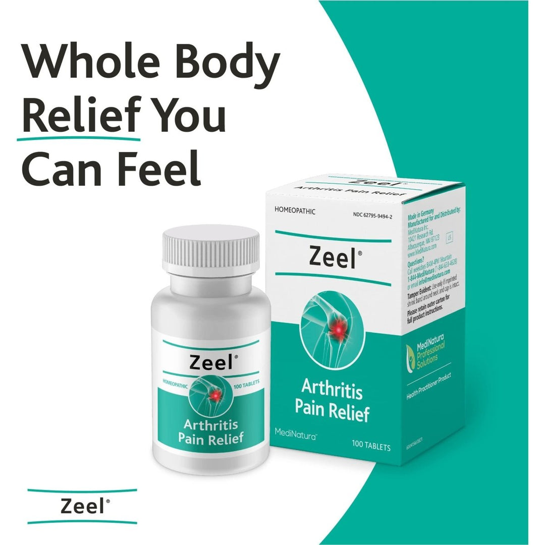 MediNatura Zeel Homeopathic Support Helps Relieve Pain & Stiffness Around Joints - Arnica + 14 Active Natural Ingredients - 100 Tablets - The Oasis of Health