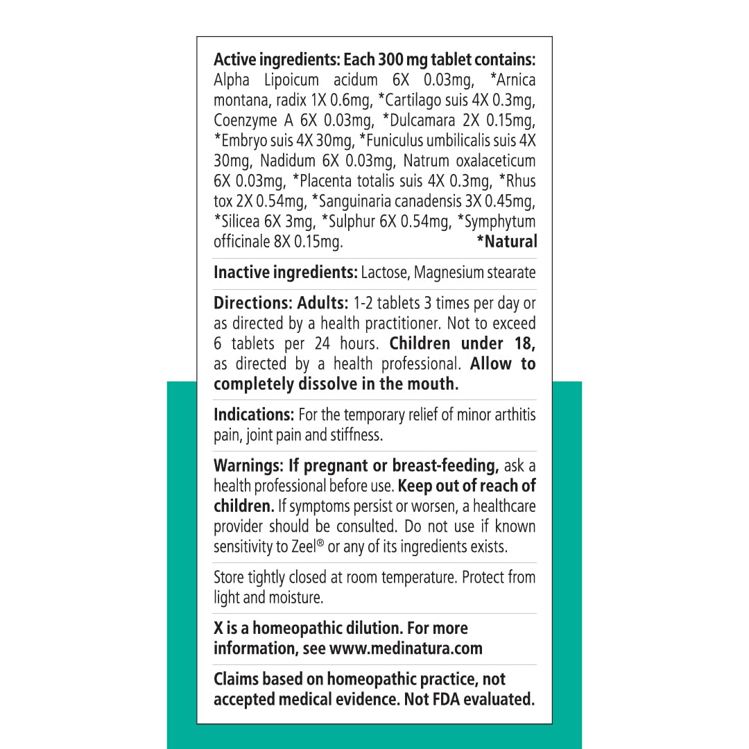 MediNatura Zeel Homeopathic Support Helps Relieve Pain & Stiffness Around Joints - Arnica + 14 Active Natural Ingredients - 100 Tablets - The Oasis of Health